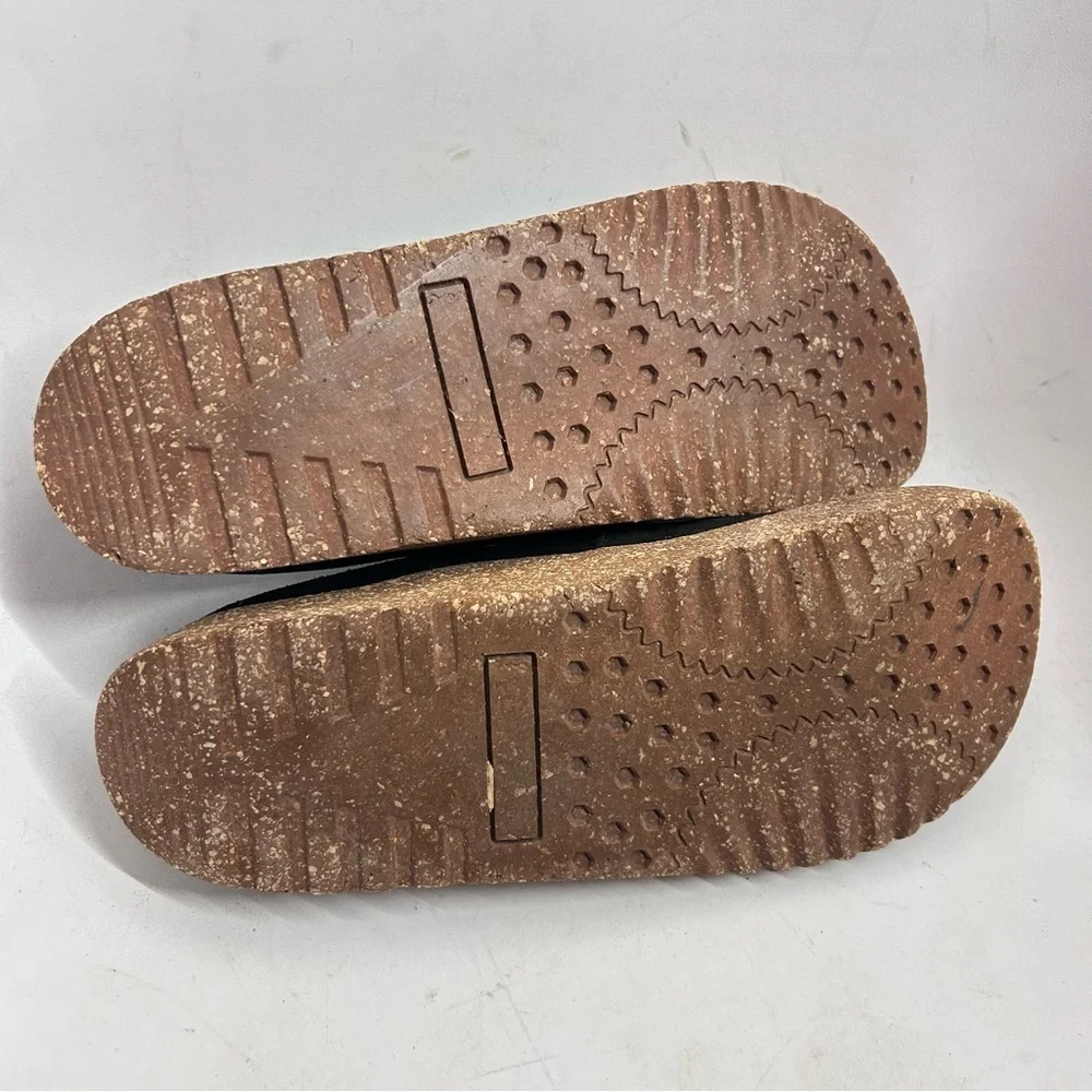 ComfortFusse Leather Clogs Black Slip-On Cork Sole Shoes 42 Men 9 Women 11